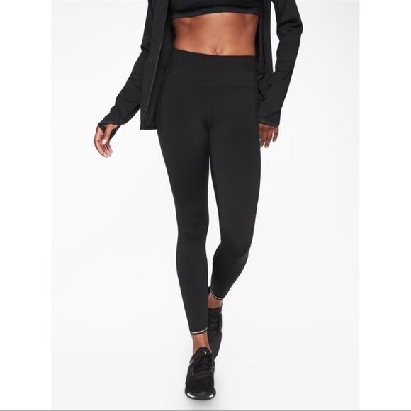 Athleta Run Free 7/8 Reflective Leggings Black S - Picture 1 of 9
